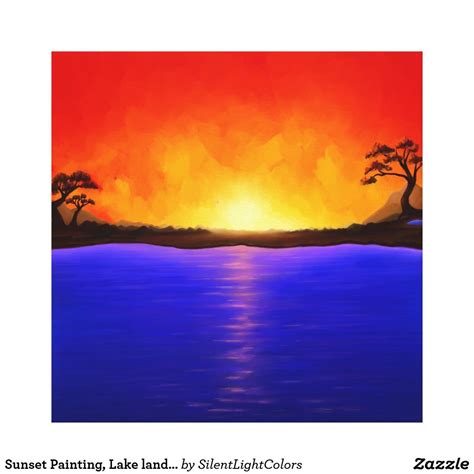 Sunset Painting Lake Landscape Canvas Print Sunset Landscape