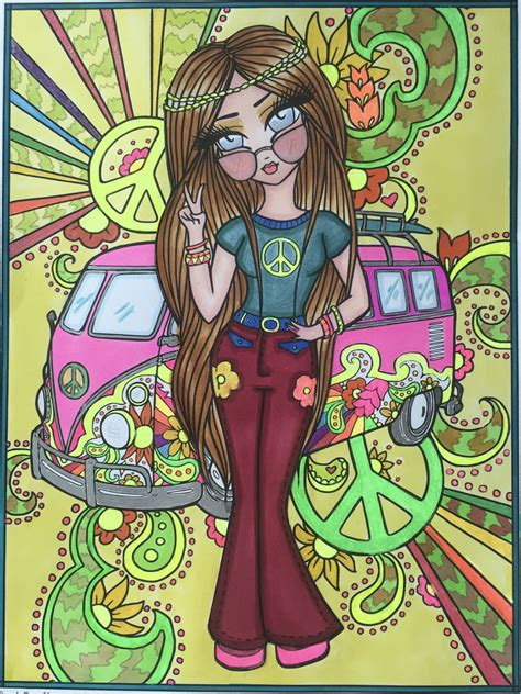 groovy girl from whimsy girls through the decades coloring book by hannah lynn summer coloring