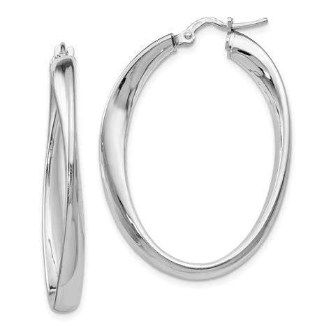 Leslie S Sterling Silver Polished Twisted Oval Hoop Earrings Qle Ebay