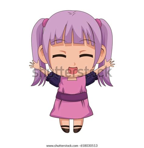 Cute Anime Chibi Little Girl Cartoon Stock Vector Royalty Free 658030513