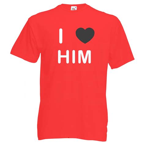 I Love Heart Him Quality Cotton Printed T Shirt Etsy