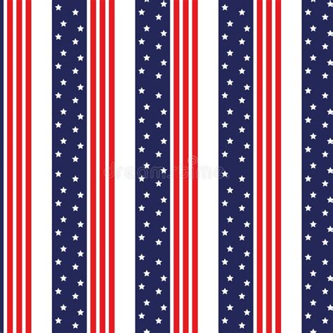 Seamless Pattern National Usa Flag With Stripes Stars Blue And Red