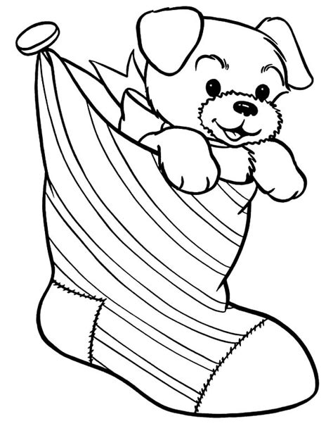 Free printable christmas puppy coloring pages available in high quality image and pdf format. Puppy for Present in Christmas Stockings Coloring Pages ...
