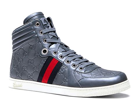 Gucci Guccissima Leather High Top Sneakers Shoes Italian Boutique