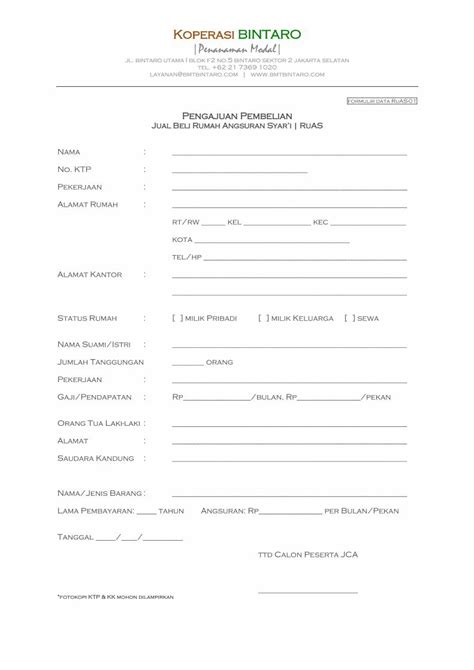 PDF Contoh Formulir Pengajuan Rumah DOKUMEN TIPS