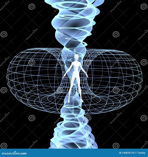 Energy Field Illustration 3d Render Man Woman Inside Spiral X Ray Stock