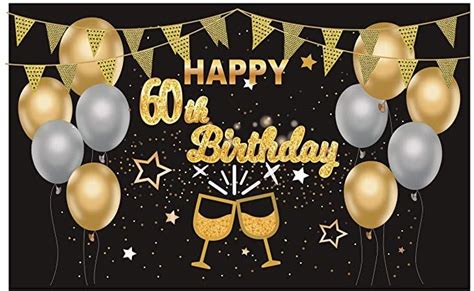 60th Birthday Party Decorations Large Fabric Happy 60th Birthday