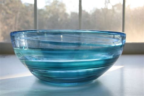 aquamarine and teal green handblown glass bowl large bowl etsy large bowl centerpiece