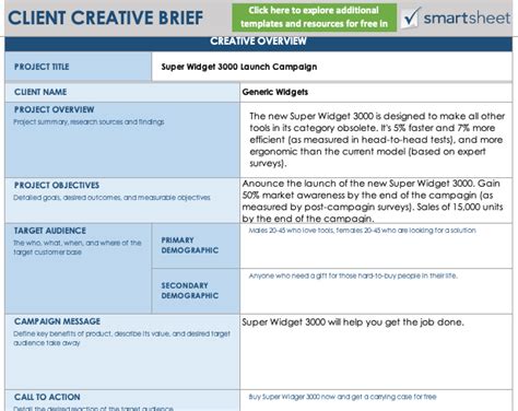 Free Creative Brief Templates Smartsheet