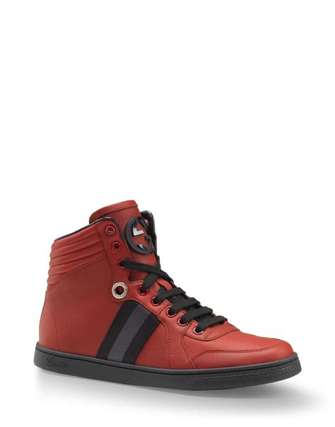 Gucci High Top Sneakers In Red Lyst