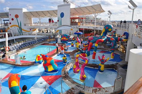 You can get your adrenaline fix with a whipsplashing ride on the perfect storm twin racer slides or go with the flow on the flowrider. Allure Of The Seas Water Park - Cruise Gallery