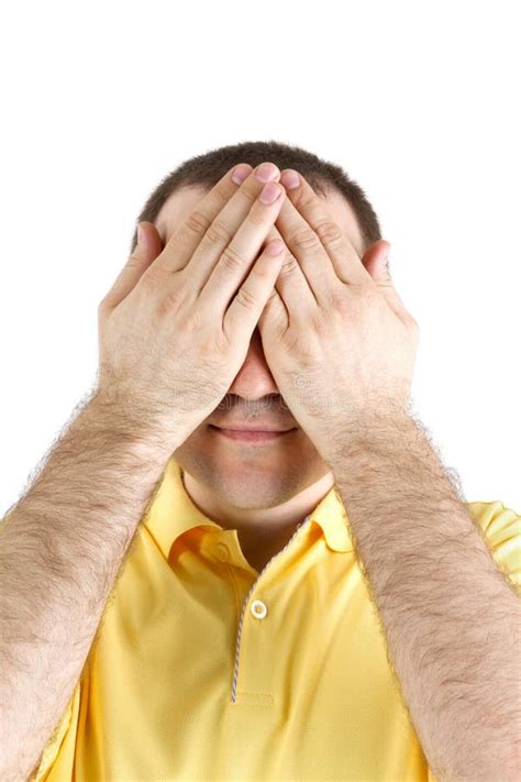 Man Puts His Hand Over His Eyes Stock Image Image Of Background Frame 32916505