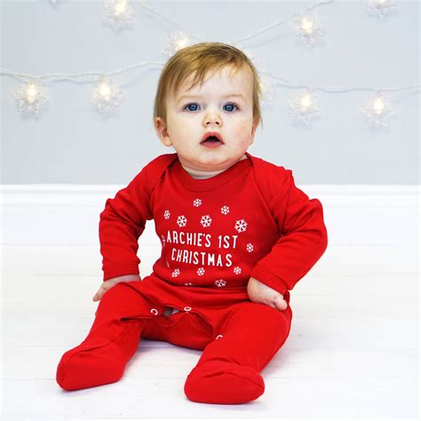 Personalised Snowflake First Christmas Sleepsuit By Sparks Clothing