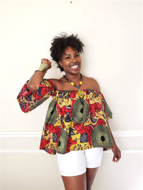 Aniedi African Print Off The Shoulder Top Off The Shoulder Etsy African Print Tops African
