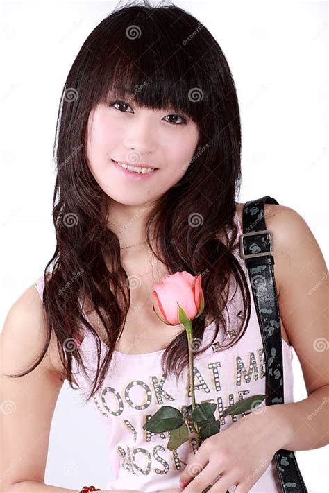 asian girl and rose stock image image of expression birthday 8478637