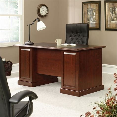 Executive Desk In Cherry With Black Inlay Top 402159