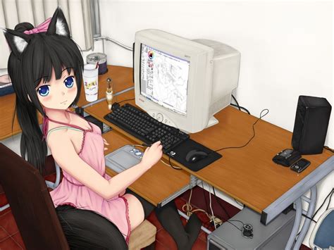 Anime Art Artist Digital Art Computer Tablet Cat Girl
