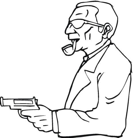 Coloriage Homme avec revolver Coloriages à imprimer gratuits