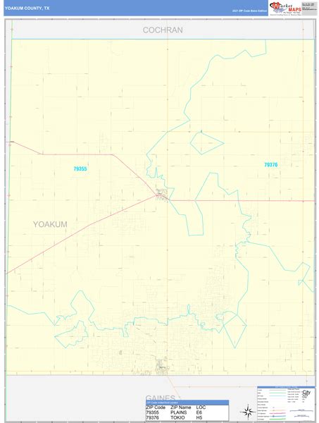 Yoakum County Tx Wall Map Basic Style By Marketmaps