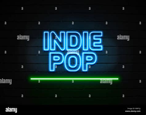Indie Pop Neon Sign Glowing Neon Sign On Brickwall Wall 3d Rendered