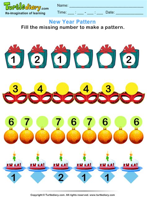 Filling In The Missing Number To Complete The Pattern Worksheet
