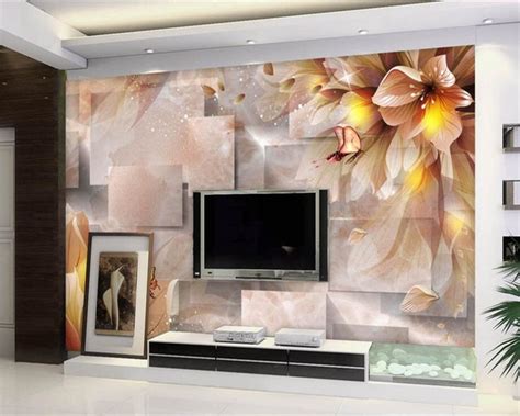 Beibehang Custom Wallpaper 3d Stereo Fantasy Flower Butterfly Flower Tv