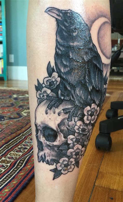 Skull And Raven By Adam Lorusso At Redemption Tattoo Cambridge Ma Shoulder Tattoos For Women