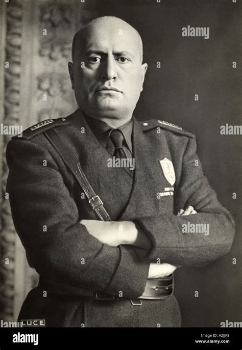 Benito Mussolini Italian Dictator Here In His Favourite Pose Taken By