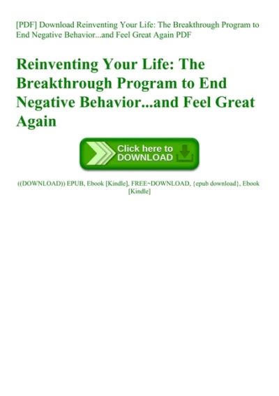 Pdf Download Reinventing Your Life The Breakthrough Program To End