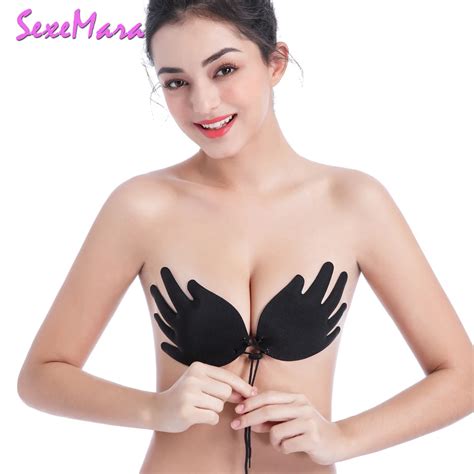 Bandage Hand Shape Deep V Push Up Bra Self Adhesive Bra Breathable Sticky Silicone Gel Bras For