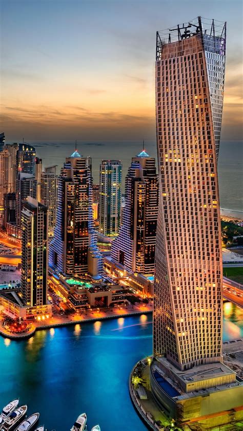 Dubai Uae Building Skyscrappers Night Wallpaper 720x1280