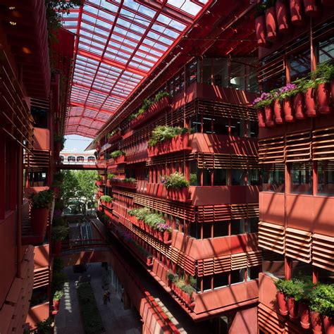 Jean Nouvel Unveils Bright Red Covered Shopping Street In Shanghai