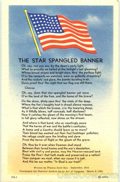 Printable Words National Anthem Usa Words Print