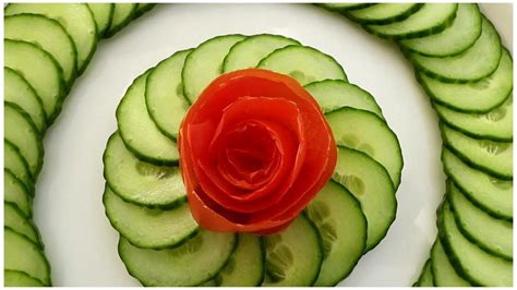 Cucumber Show Vegetable Carving Garnish Tomato Rose Youtube