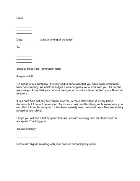 Sample Termination Letter To Employer