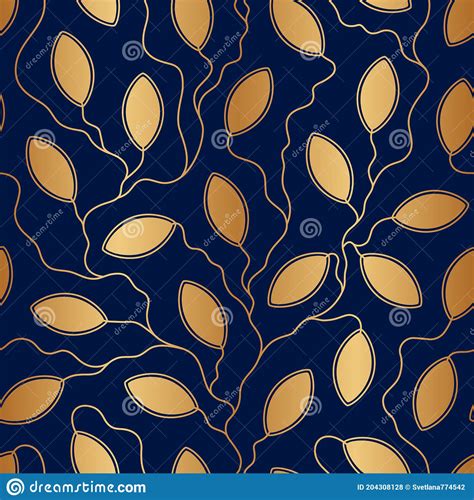 Elegant Gold Seamless Pattern Flowers Leaf Abstract Background