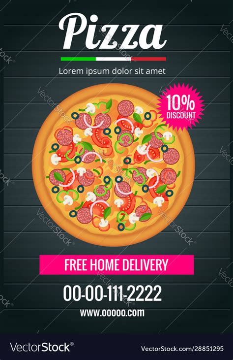 Pizza Poster Template And Flyer For Restaurant Vector Image