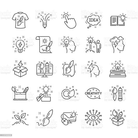 Creativity Line Icons Set Of Design Idea And Inspiration Signs Vector