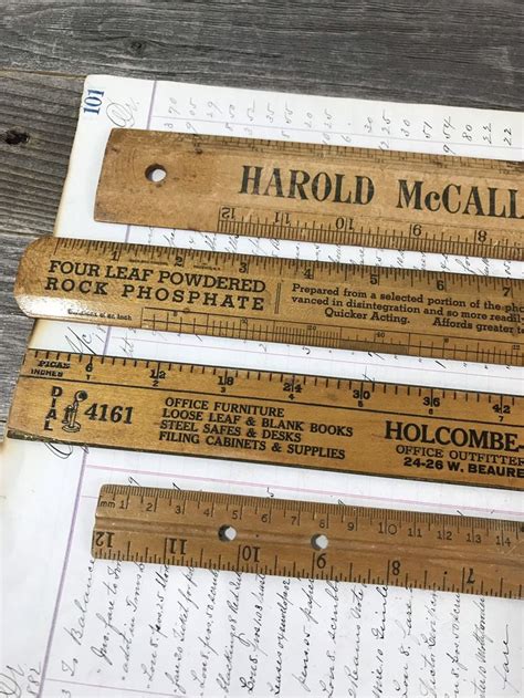 Vintage Ruler Lot Wood Rulers Advertising Memorabilia Etsy Antique