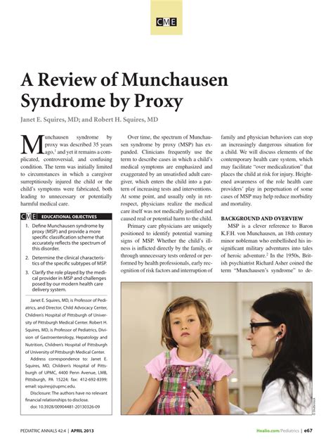 Pdf A Review Of Munchausen Syndrome By Proxy