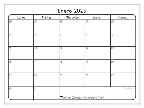 Calendario Enero De 2023 Para Imprimir “49ds” Michel Zbinden Es