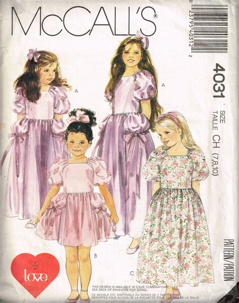 Flower Girl Dress Pattern Mccalls 4031 Pretty Ankle Length Etsy