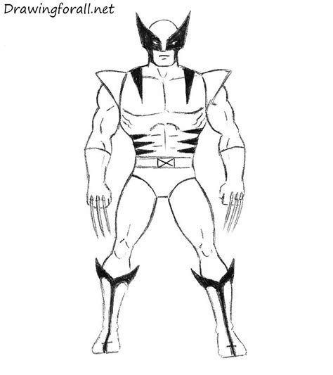 Do research, have a picture of a male body for reference, sketch guidelines, draw over them, and then erase them so you can make it more in your own style. The Easiest Way to Draw Wolverine