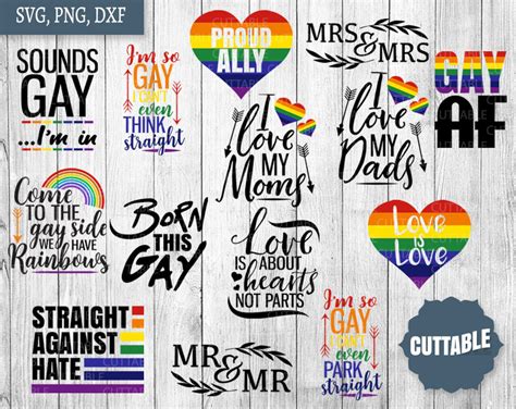 Gay Pride Svg Bundle Gay Cut Files 14 Funny Gay Sayings Gay Etsy Canada