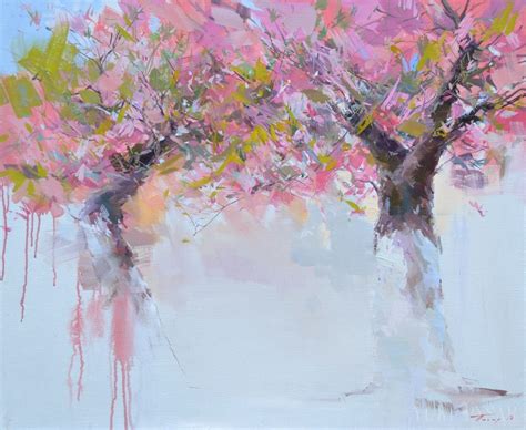 Landscape Oil Painting Trees In Blossom Spring Painting