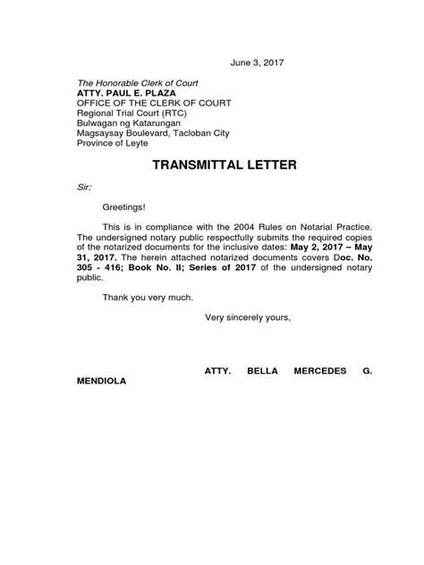 Transmittal Letter Pdf