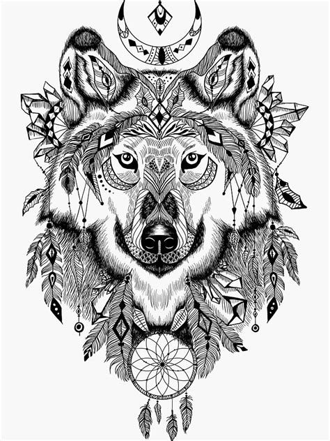 Mandala Wolf Dream Catcher Sticker For Sale By Crystal D Redbubble