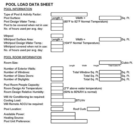 Load Data Sheets Printable