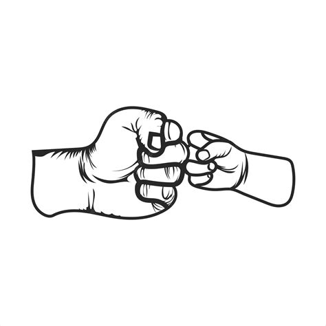 Premium Vector Black And White Line Drawing Of A Fist Bump And A Fist