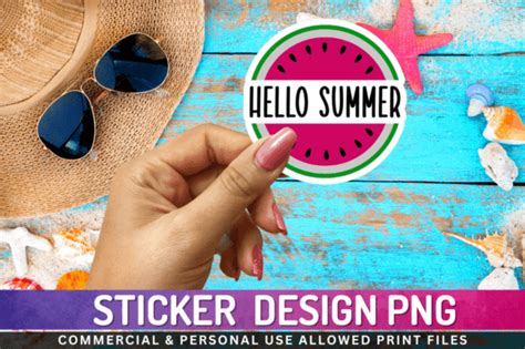 Hello Summer Sticker Png Desgin Graphic By Regulrcrative · Creative Fabrica